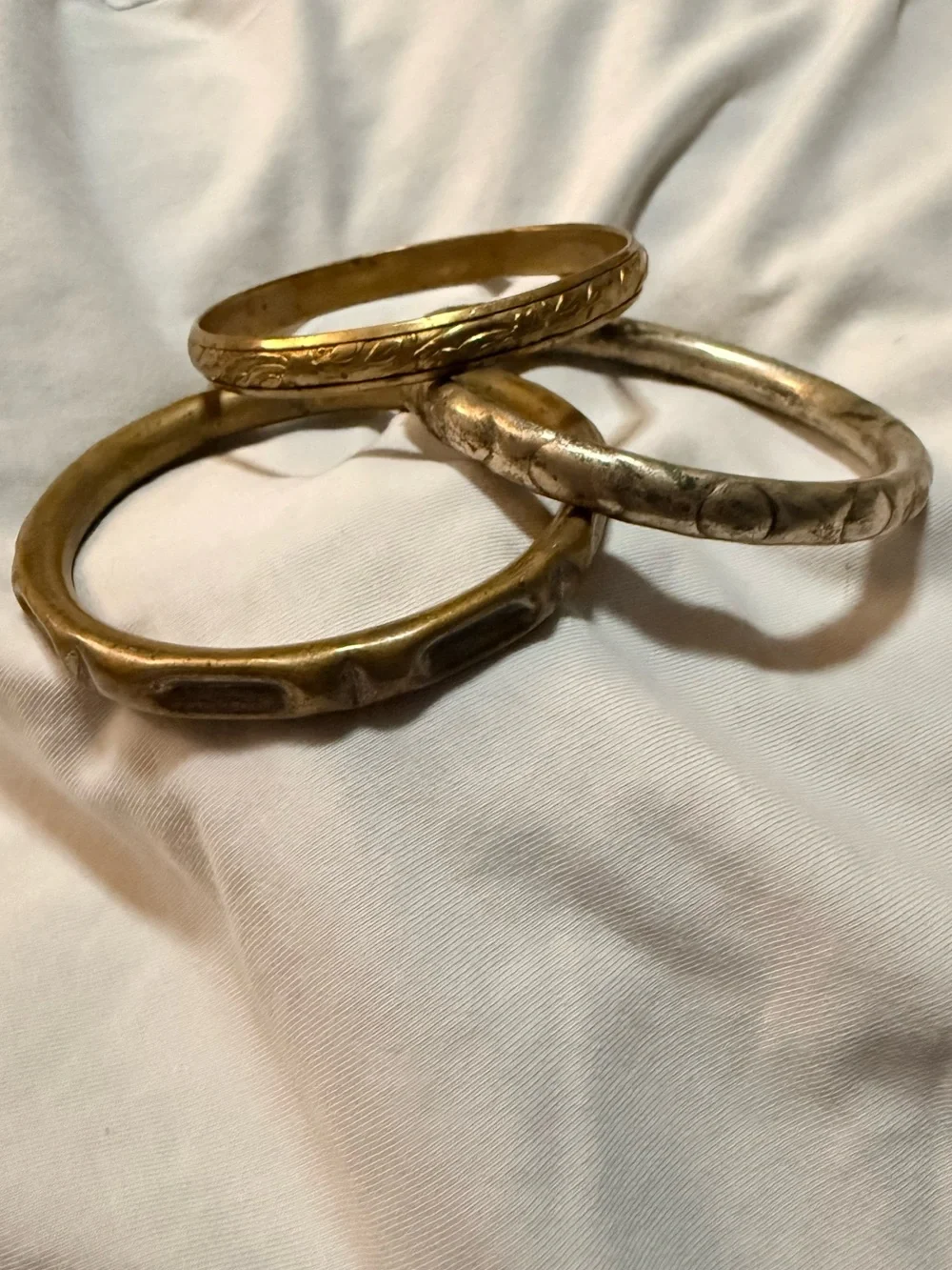Vintage Lot of 3 Metal Bangle Bracelet Set